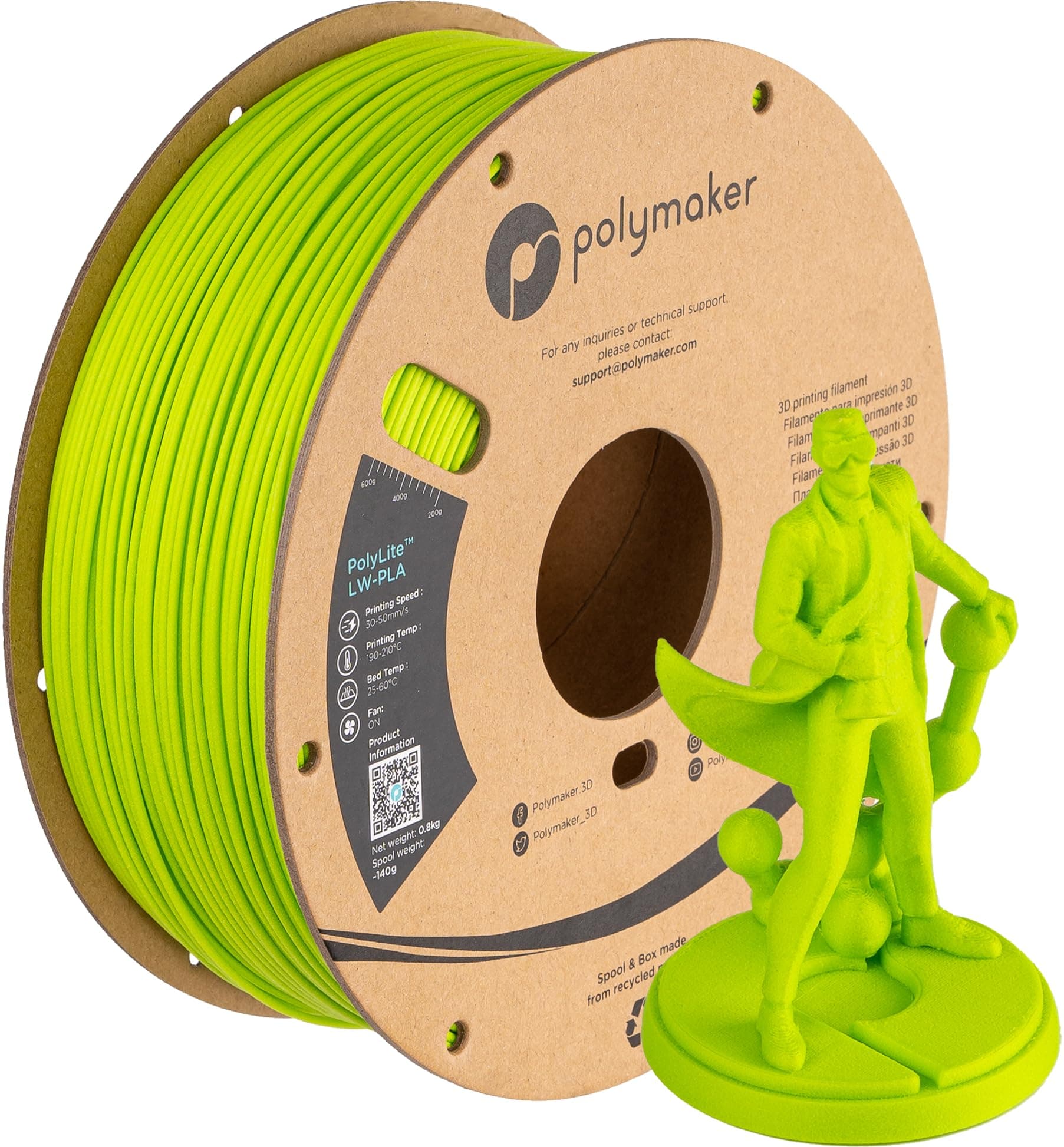 PolyLite LW-PLA - 1.75mm - 800g - Green