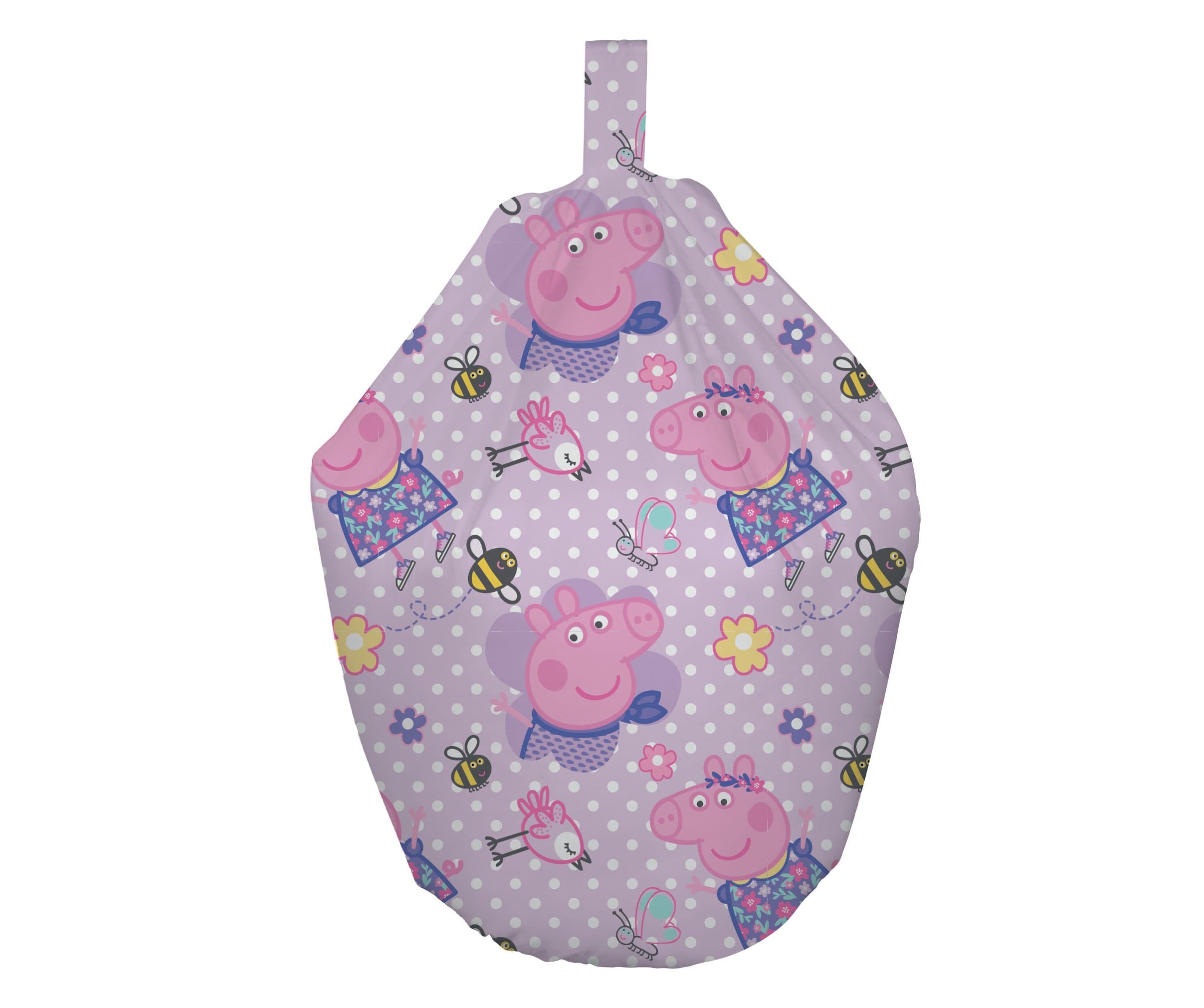 Peppa Pig Children's Polka Dot Design Machine Washable Bean Bag, Fabric, Pink, 52 x 38 x 52 cm