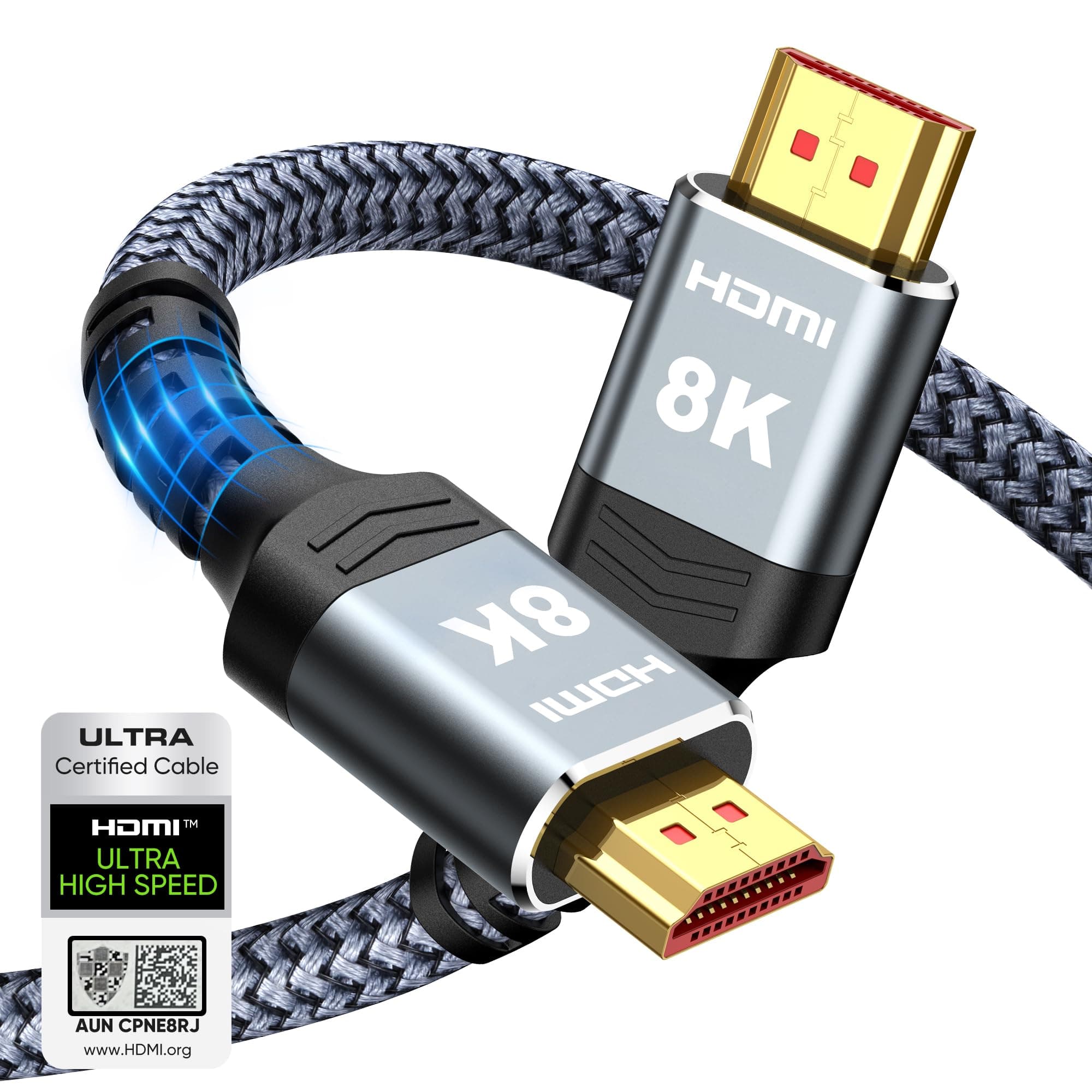 - Highwings 8K 10K 4K HDMI Cable 48Gbps 6.6FT/2M, Certified Ultra High Speed HDMI Cable Braided Cord-4K@120Hz 8K@60Hz, DTS:X, HDCP 2.2 & 2.3, HDR 10 Compatible with Roku TV/PS5/HDTV/Blu-ray