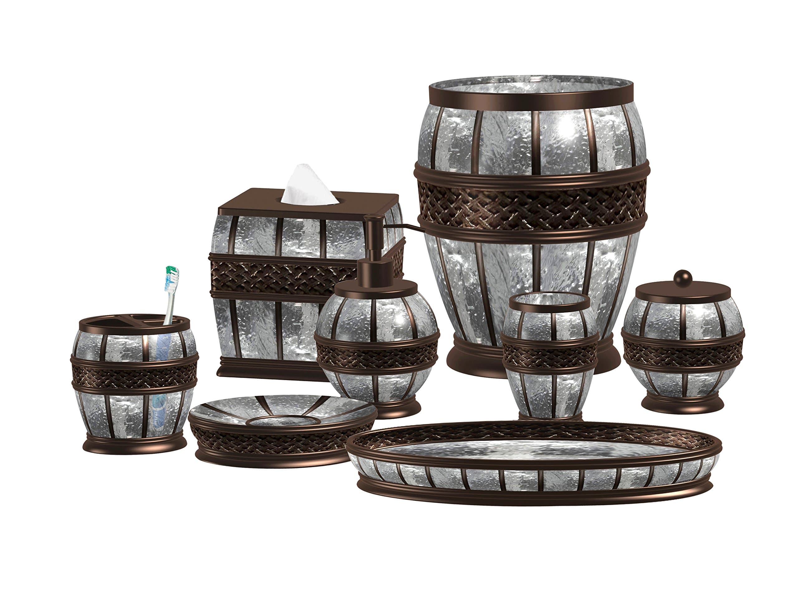 (Set of 8) Ice Bath Accessory Set for the Bathroom, includes Soap Dish, Toothbrush Holder, Tumbler, Soap Pump, Wastebasket, Tray, Cotton Jar