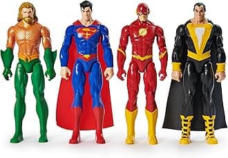 DC Comics, Action Figure 4-Pack, Aquaman, Superman, The Flash, Black Adam, 30.48cm, Collectible Superhero Kids’ Toys for Boys and Girls, Ages 3+