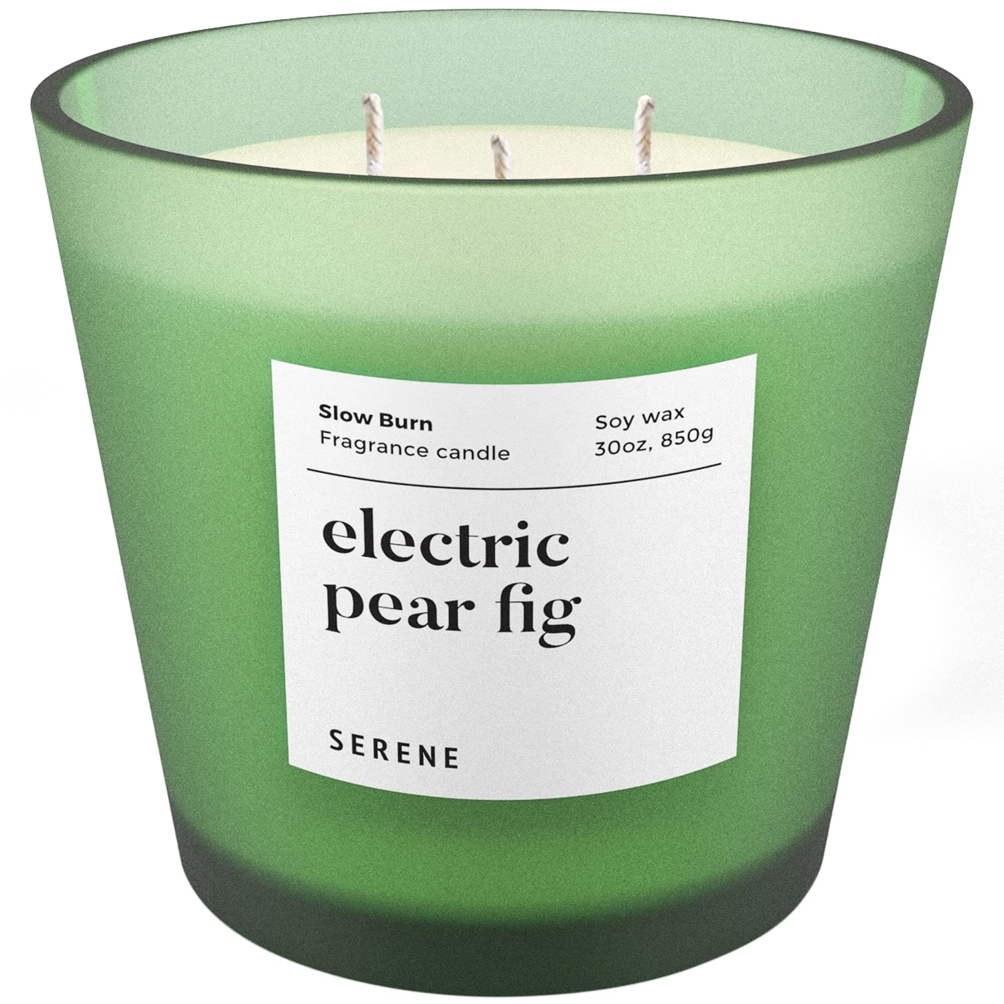 Hidden Label Electric Pear Fig Scented Candle, 30oz Large 3 Wick Natural Soy Wax Candle, 120 Hours Slow Burn Aromatherapy Candle for Home, Serene Collection Luxury Home Décor