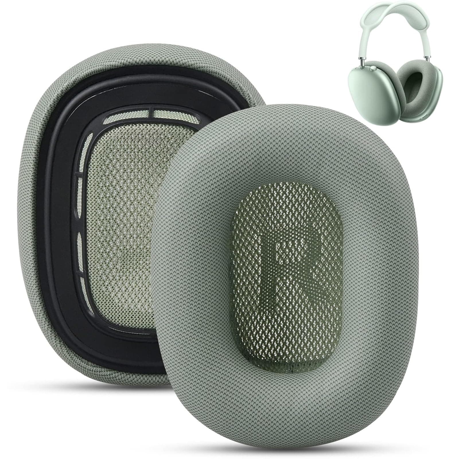 Replacement Ear Cushions for Apple AirPods Max Headphone, Knit-Mesh Canopy and Memory Foam Compatible for Alppe Airpods Max, Noise Cancellation Over-Ear Headphones (Green)