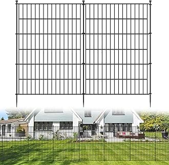 10 Panels 40 in(H) X 23.6 ft(L) No Dig Decorative Outdoor Garden Fence for Yard, Animal Barrier Fencing Rustproof Metal Wire Panel Border for Dog, Rabbits, and Patio Temporary Ground Stakes Defense