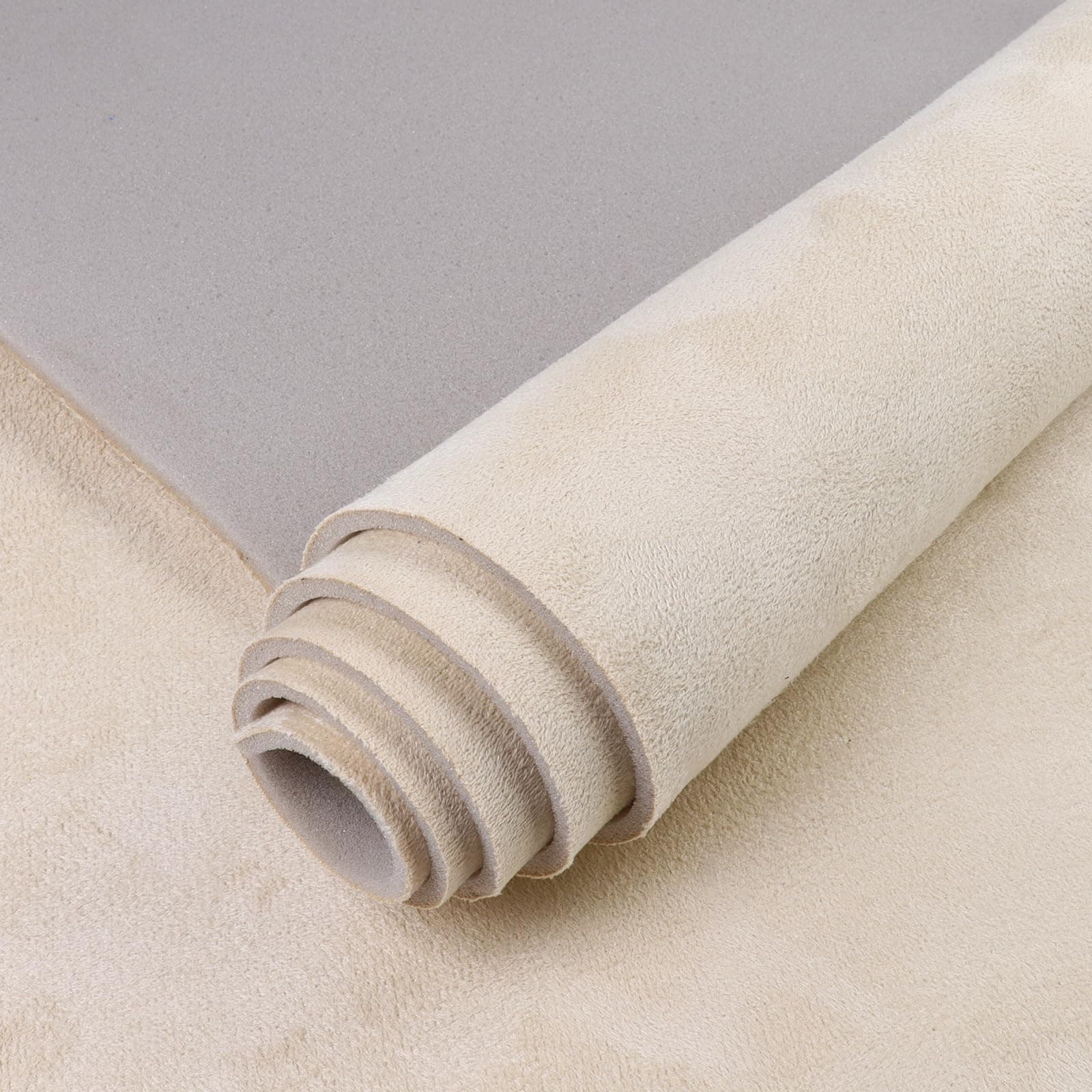 Suede Headliner Fabric with Foam Backing 60" W×54" L Auto Suede Headliner Material for Car Truck RV SUV Boat Home Roof Interior Replacement Fabric, Beige
