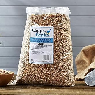 – Happy Beaks Wild Bird Robin & Songbird Food No Mess Seed Mix High Energy Premium Feed for Wild Birds (25.5kg)