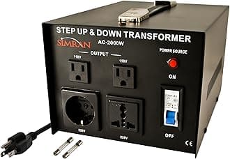 Simran AC-2000 Step Up/Down Voltage Converter Transformer 110V/220V - 2000 Watts,Black