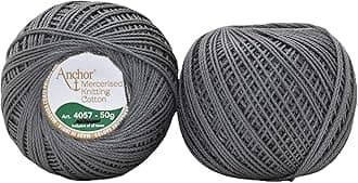 HUNNY- BUNCH® Premium Anchor Mercerised Knitting Crochet Cotton Thread Yarn Balls for Knitting, Weaving, Embroidery, DIY and Craft Making (Art. 4057) 50G - Pack of 1 (400)