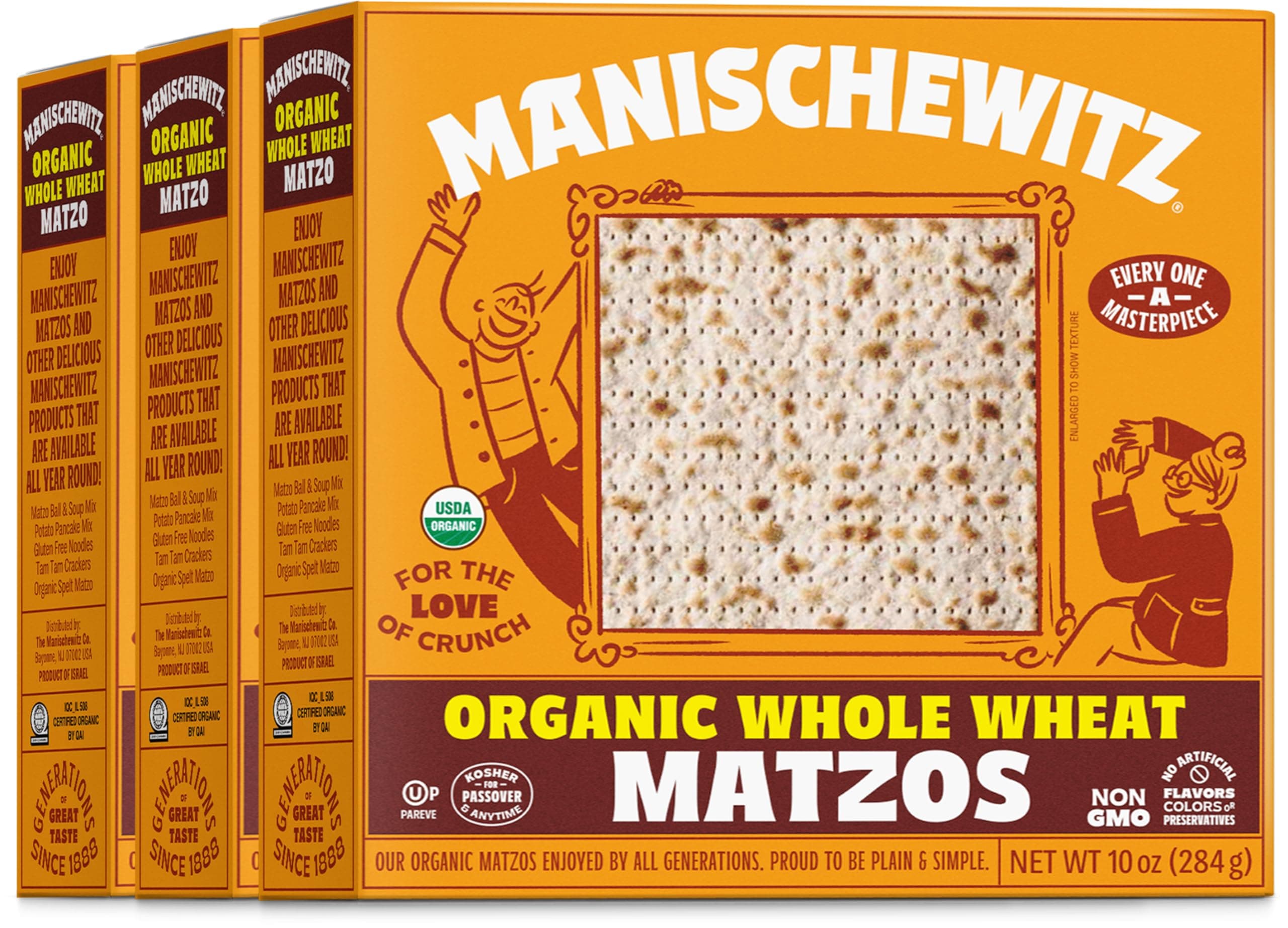 Organic Whole Wheat Matzos Kosher For Passover 10oz (3 Pack) Crisp & Delicious, Kosher for Passover and for Year Round Use