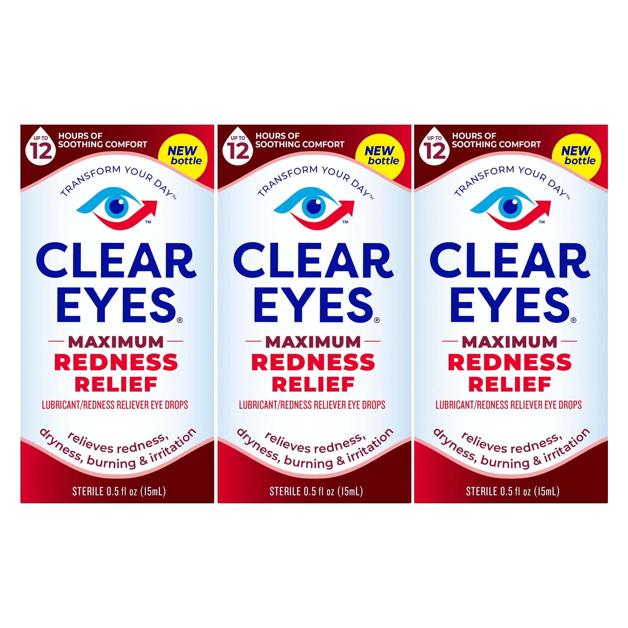 Clear Eyes | Maximum Redness Relief Eye Drops | 0.5 FL OZ | Pack of 3