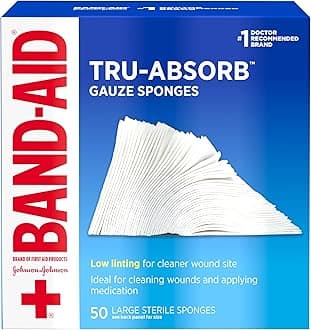 Band-Aid Brand Of First Aid Products Mirasorb Gauze Sponges For Cleaning Wounds, 4 Inches By 4 Inches, 50 Count