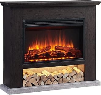 FLAMME 39" Beadell Electric Fireplace Suite Espresso Oak Colour Includes 2000w Heater with Glass Fronted Flame Effect, Remote Control