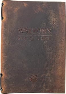 Leather Menu Cover for Cafe Restaurants-4 View Menu Holders, Cafe Menu Folder Book for Bar, Legal Size Double Fold Menu Cover 8.5 x 5.5, Wine Cocktail Menu Holder, Menu Sleeves, Drink Menu …