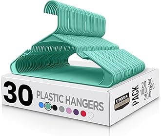 Utopia Home Clothes Hangers 30 Pack - Plastic Hangers Space Saving - Durable Coat Hanger with Shoulder Grooves (Aqua)