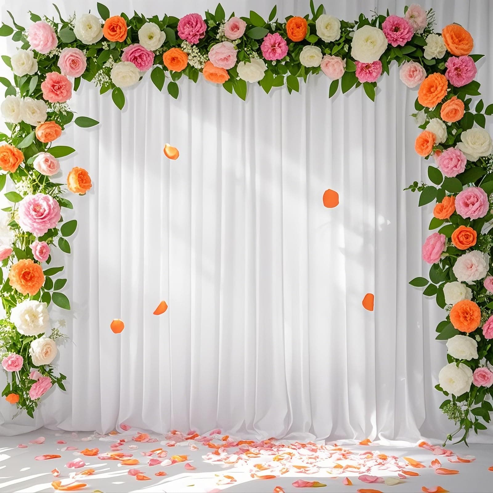 White Backdrop Curtains 2 Panels 5ft x 8ft Sheer Chiffon Backdrop Curtain Drapes for Birthday Party Wedding Decorations