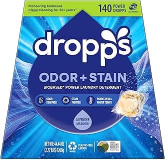 Dropps Stain & Odor Laundry Detergent | Lavender Eucalyptus, 140 Pods | Low-Waste Packaging | Works In All Machines - High Efficiency (HE) Compatible | Powered by Natural Plant-Based Ingredients