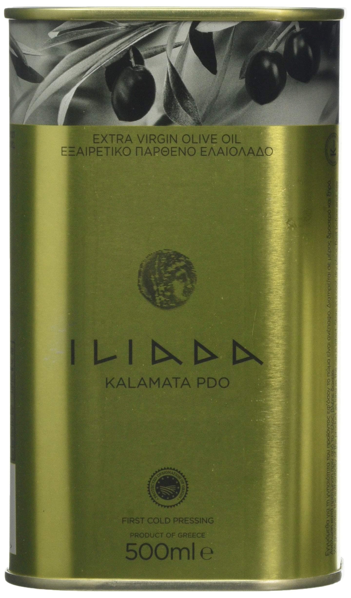 Iliada PDO Kalamata Extra Virgin Olive Oil Tin 500 ml (Pack of 3)