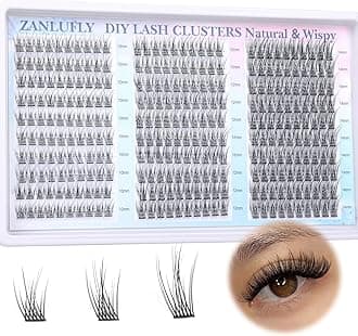 Lash Clusters Wispy Eyelash Clusters C-Curly Individual Lashes zanlufly Natural 300Pcs Cluster Lashes Eyelash Extension 10 12 14MM DIY Lash Extension