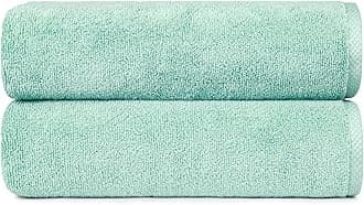 Amazon Basics 2-Pack Quick-Dry Lightweight Moisture Absorbing Bath Towel, 100% Cotton, 54" x 30", Seafoam Green
