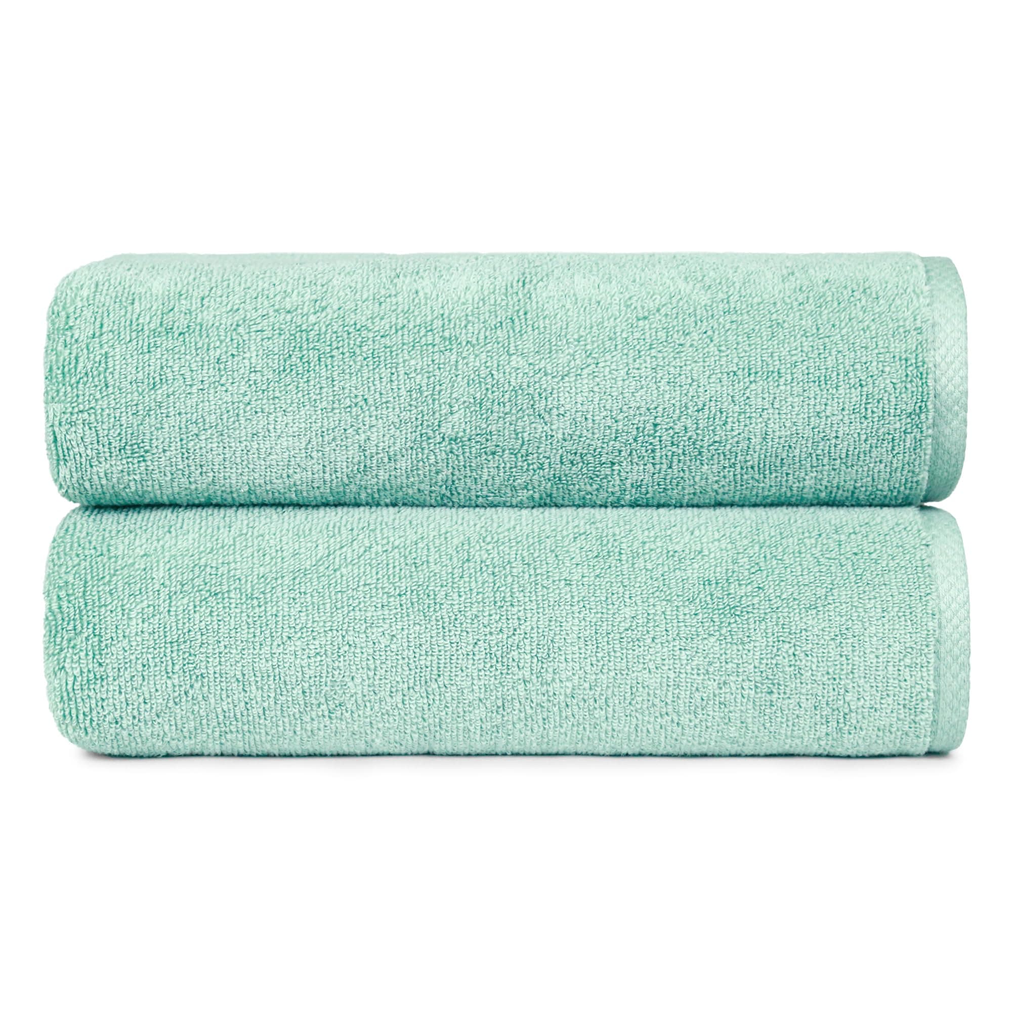 2-Pack Quick-Dry Lightweight Moisture Absorbing Bath Towel, 100% Cotton, 54" x 30", Seafoam Green