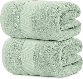 White Classic Luxury Bath Sheet Towels Extra Large | Highly Absorbent Hotel spa Collection Bathroom Towel | 35x70 Inch | 2 Pack (Green)