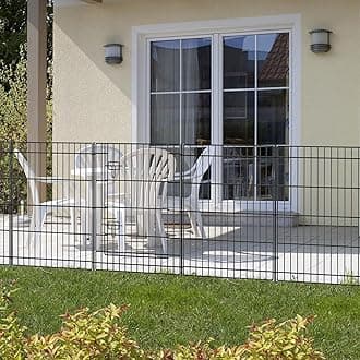 INJOPEXI Decorative Metal Garden Fence 6 Panels 11.8ft (L)×30in (H) Garden Fence Outdoor 5 Fence Panels + 1 Gate Rustproof Wire No Dig Temporary Garden Fencing Animal Barrier Fencing for Yard Patio