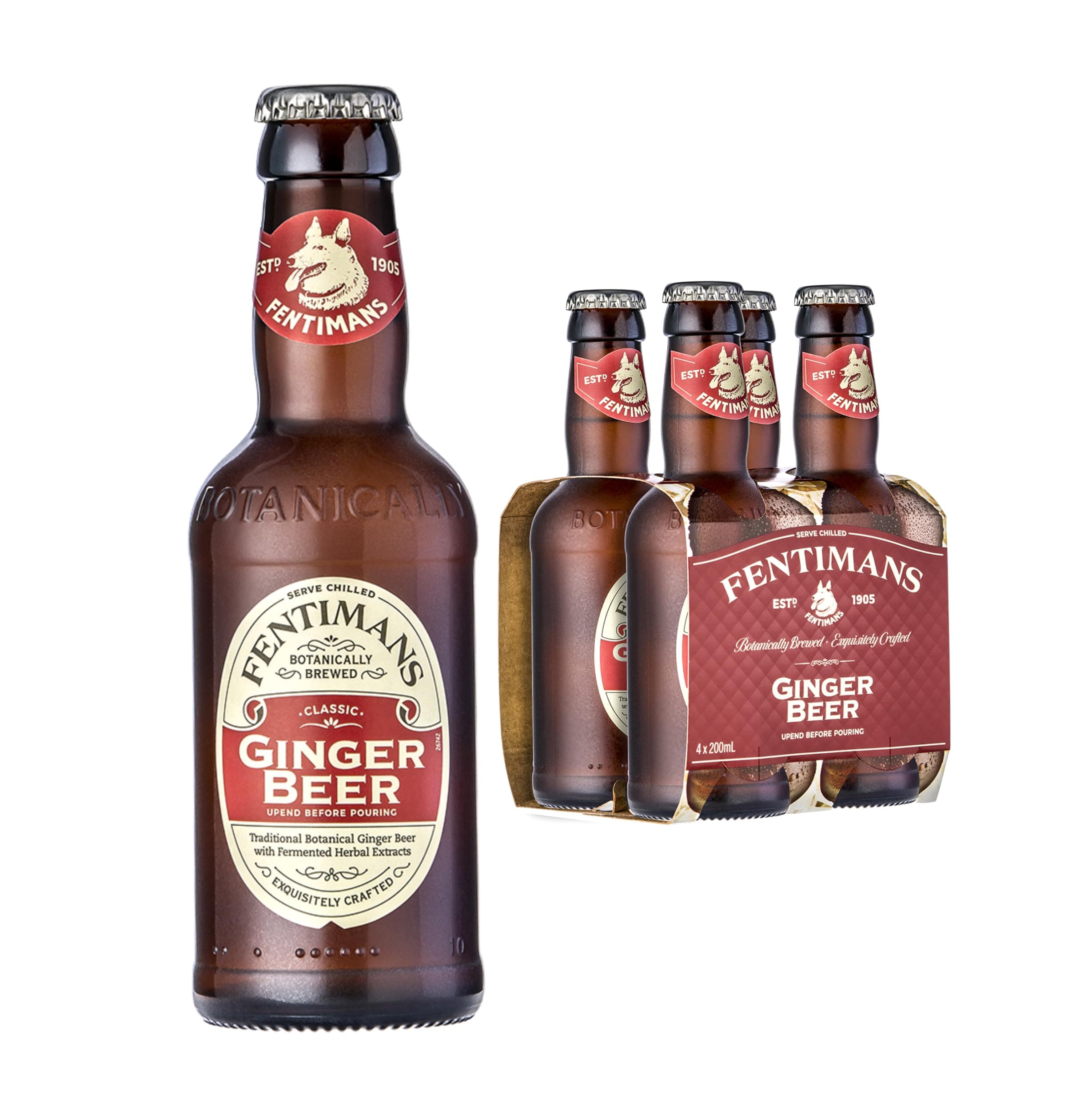 Ginger Beer - Botanically Brewed Soft Drink - Exquisitely Crafted and Refreshing Soft Drinks - Gluten-Free and Vegan Friendly Soft Drinks - 4 x 200 ml Bottles