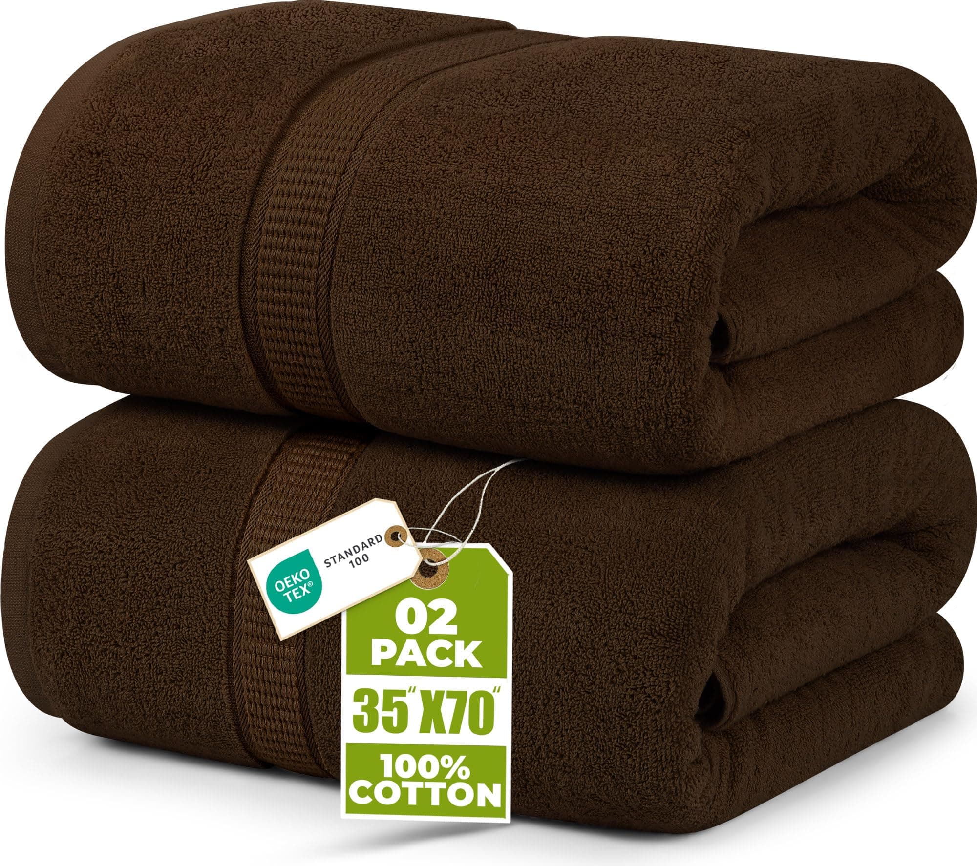Utopia Towels - Premium Jumbo Bath Sheet (90 x 180 cm, 8 Pack) - 100% Ring Spun Cotton Highly Absorbent and Quick Dry Extra Large Bath Sheet - Super Soft Hotel Quality Towel (Dark Brown)