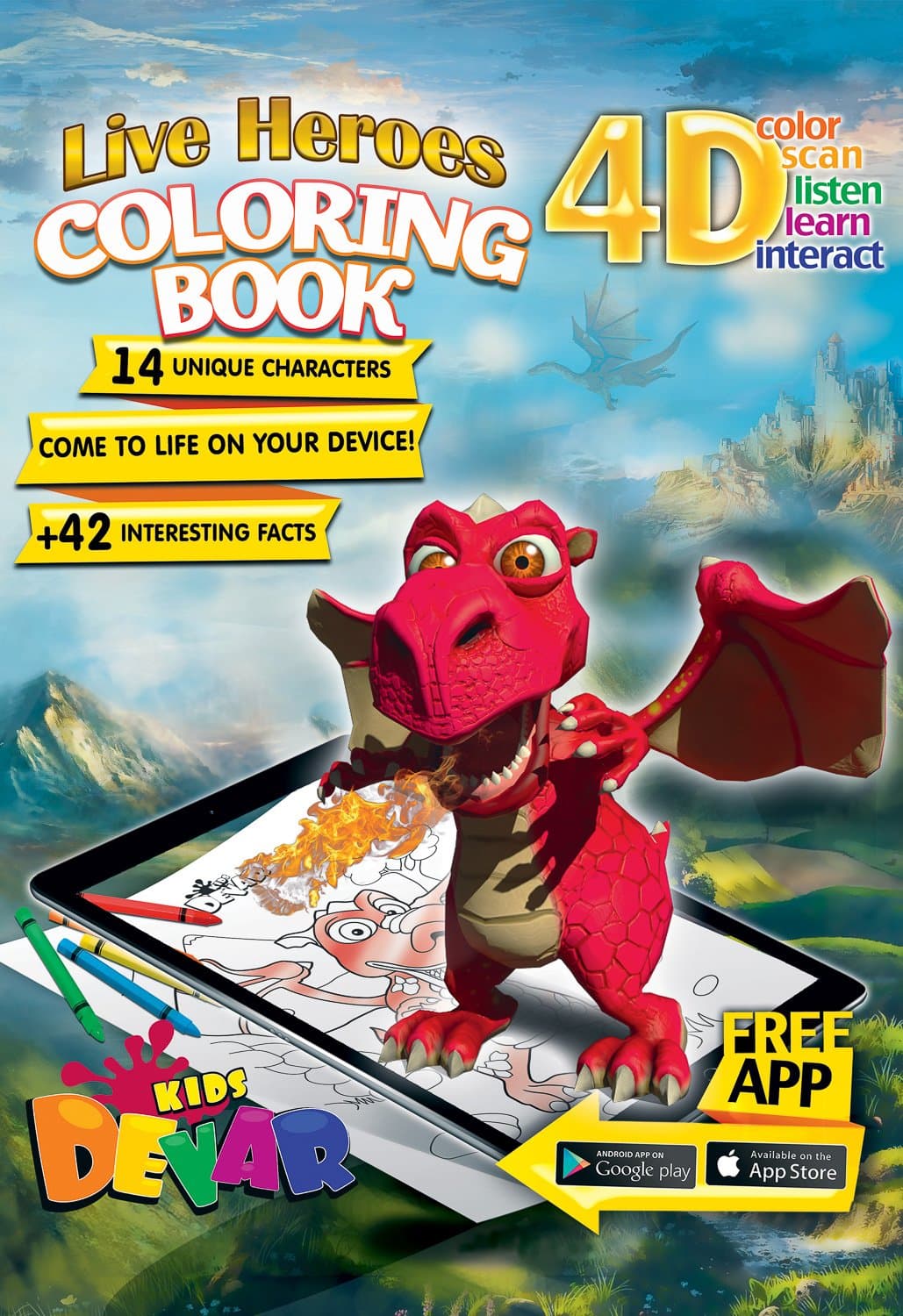 Devar Kids Augmented Reality Live Heroes Coloring Book Office Product