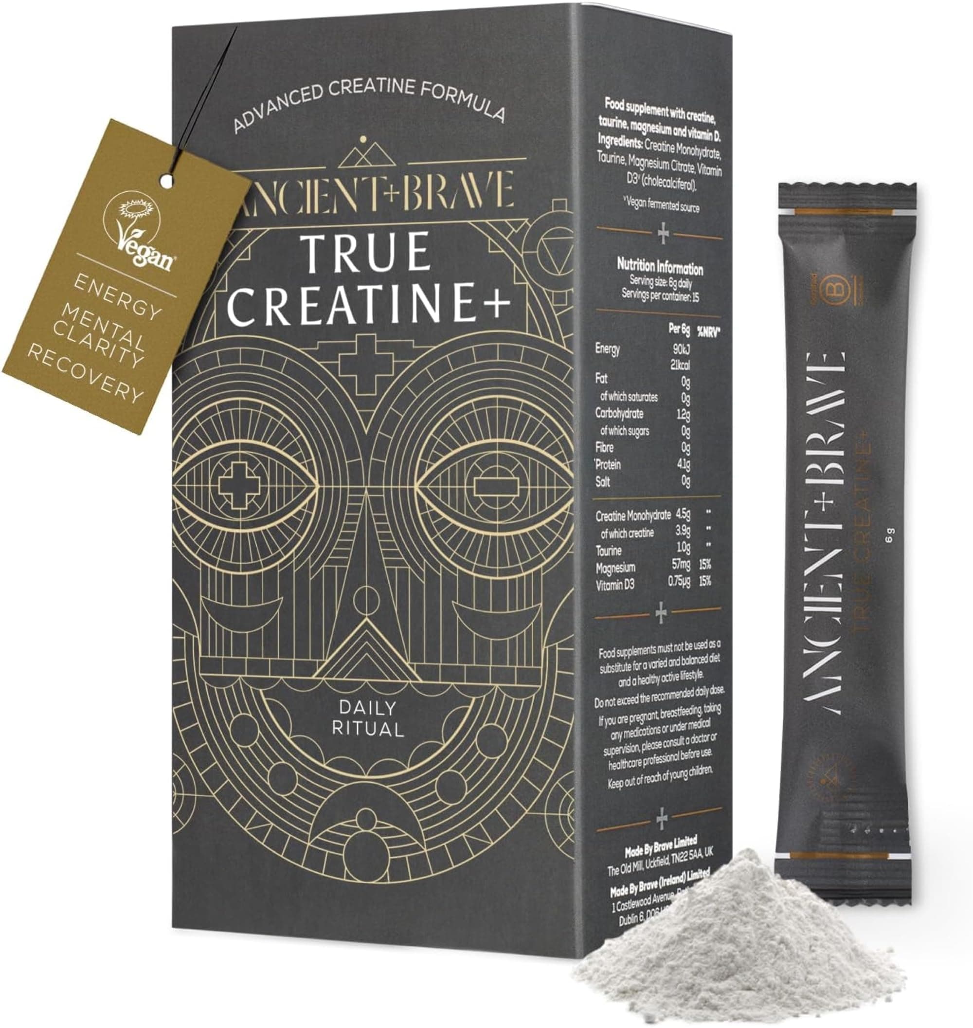 True Creatine+ Sachets 15 x 6g - Premium Creatine Monohydrate Powder - 100% Micronised - High Performance, Strength Building - Muscle Recovery, Cognition & Wellness