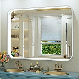 48x36 Inch Silver LED Bathroom Mirror with Lights, Adjustable 3000K/4500K/6000K, Framed Lighted Bathroom Vanity Mirrors for Wall, Anti-Fog, Stepless Dimmable, Memory, Horizontal/Vertical