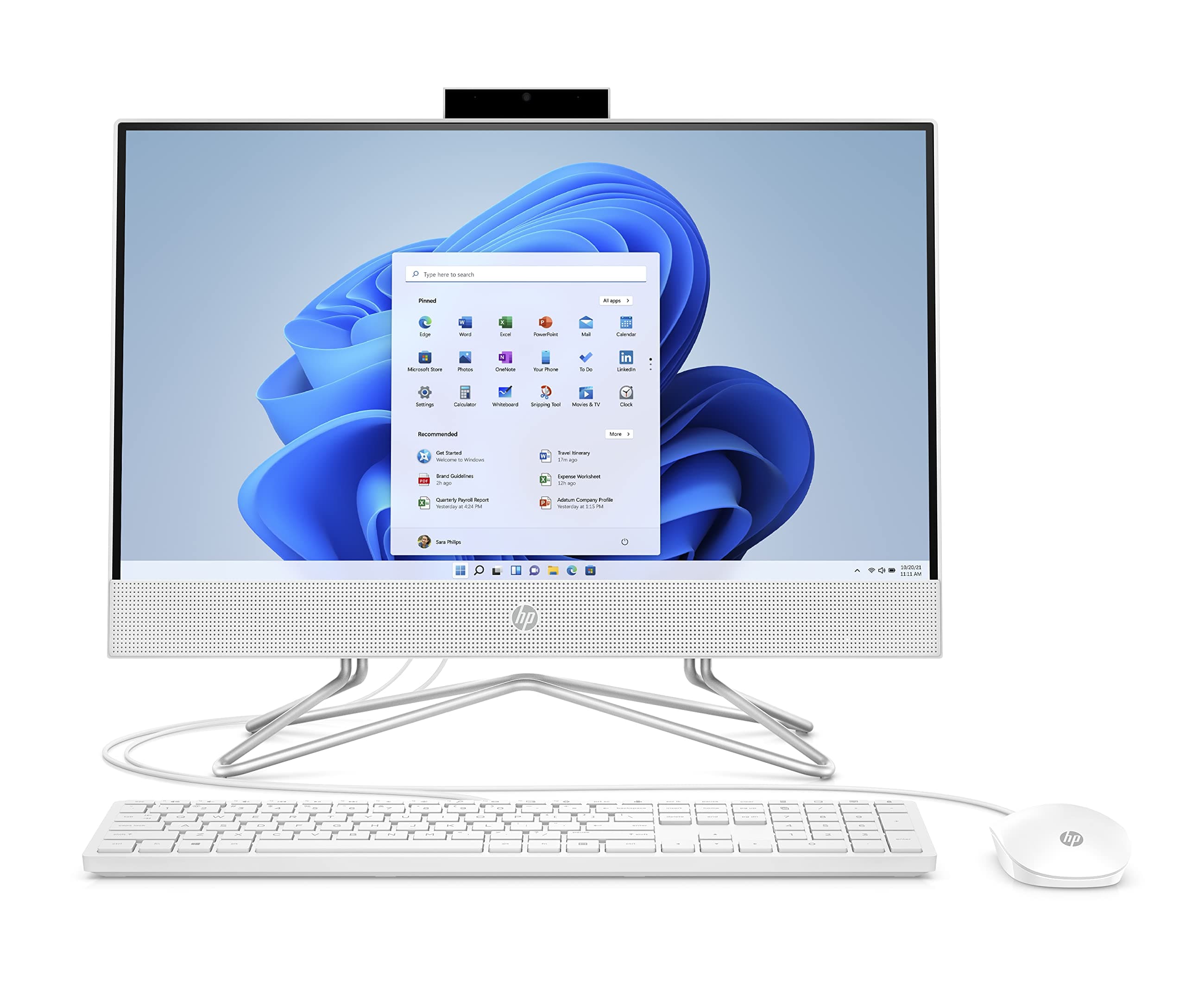 HP 21.5" All-in-One Desktop, Intel Pentium Silver J5040 Processor, Intel UHD Graphics 605, 4GB RAM, 128GB Storage, Windows 11 Home (22-dd0120, 2021), Snow White