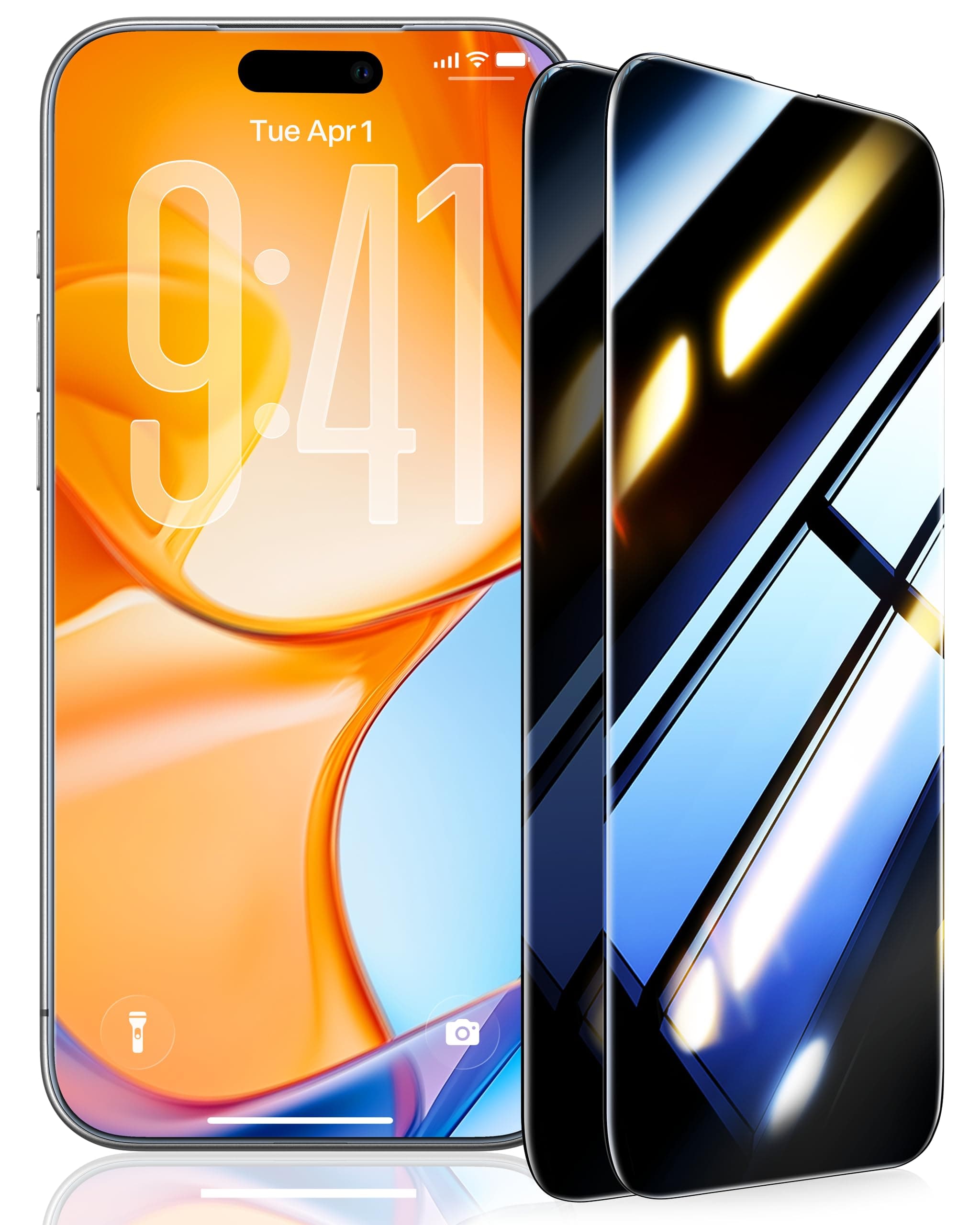 UltraGlass 9H+ Glass for iPhone 15 Pro Max Privacy Screen Protector [Invisible Privacy Armor] Screen Protector 15 Pro Max Tempered [Full Coverage & Longest Durable] 15 ProMax, 2 Pack