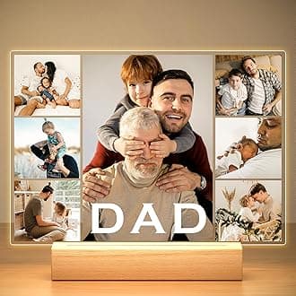 Personalised Birthday Gifts for Men, Personalised Picture Frame with Photo, Personalised Photo Frame with Night Light, Custom Picture Frames