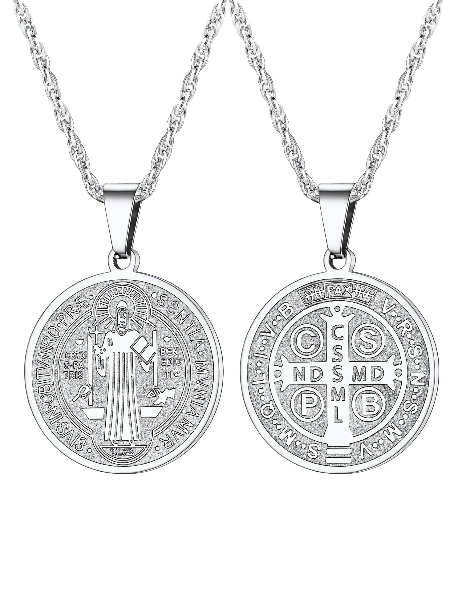 Saint St Christopher/Benedict/Michael Medal Necklace for Men, 316L Stainless Steel Protection Necklace Catholic Jewelry, 22"-24" Adjustable, Come with Box