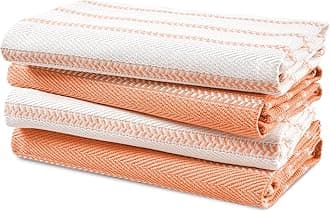 Kitchen Towels Set - Pack of 4 Cotton Dish Towels for Drying Dishes, 18”x 28”, Kitchen Hand Towels, Absorbent Tea Towels, Premium Dish Towels for Kitchen, Quick Drying Kitchen Towel Set - Coral