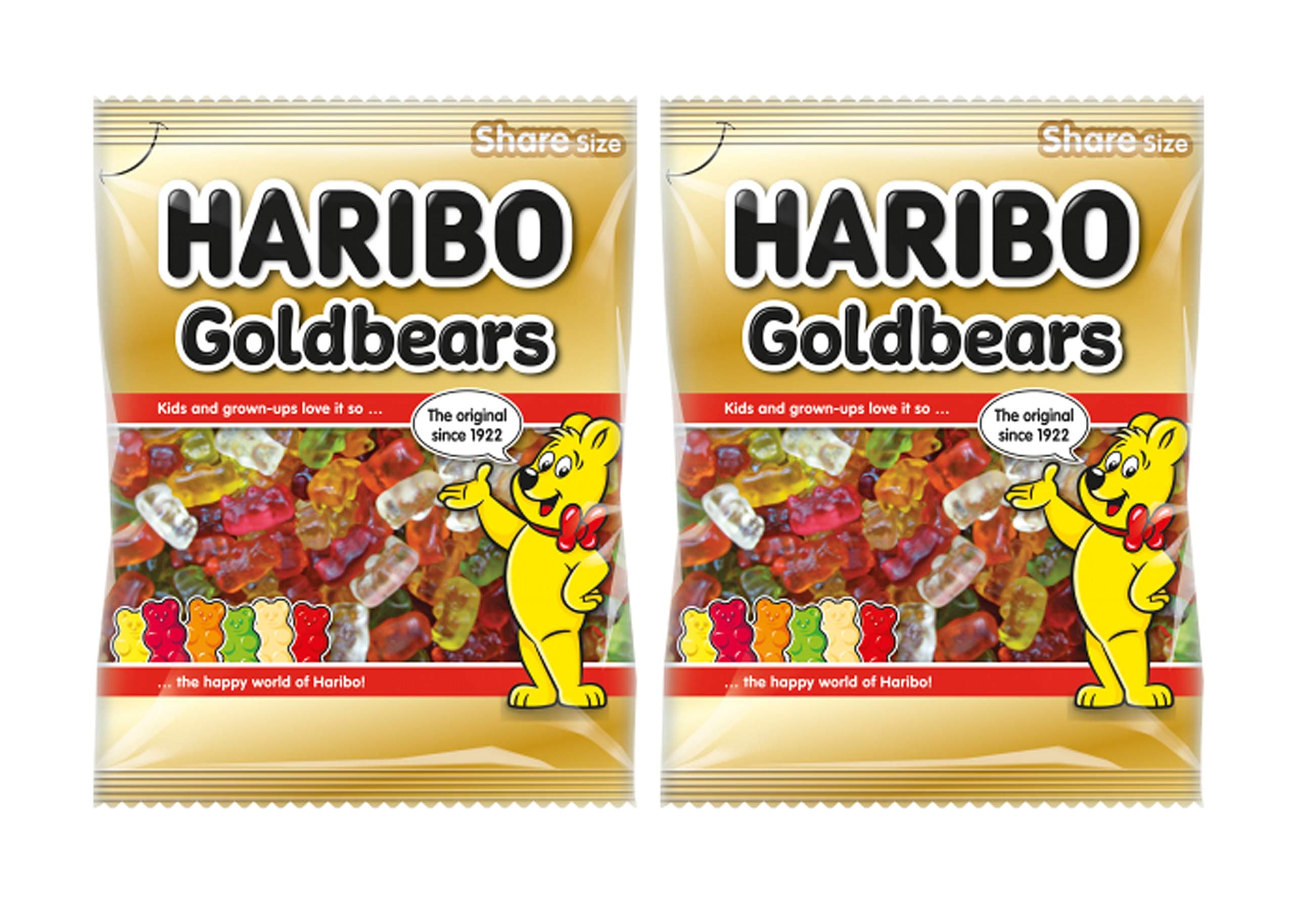 Haribo Gold Bears Gummies, 140g (Pack of 2) | Assorted Fruit Flavours – Pineapple, Raspberry, Orange, Apple, Lemon & Strawberry | Bear-Shaped Jelly Candies