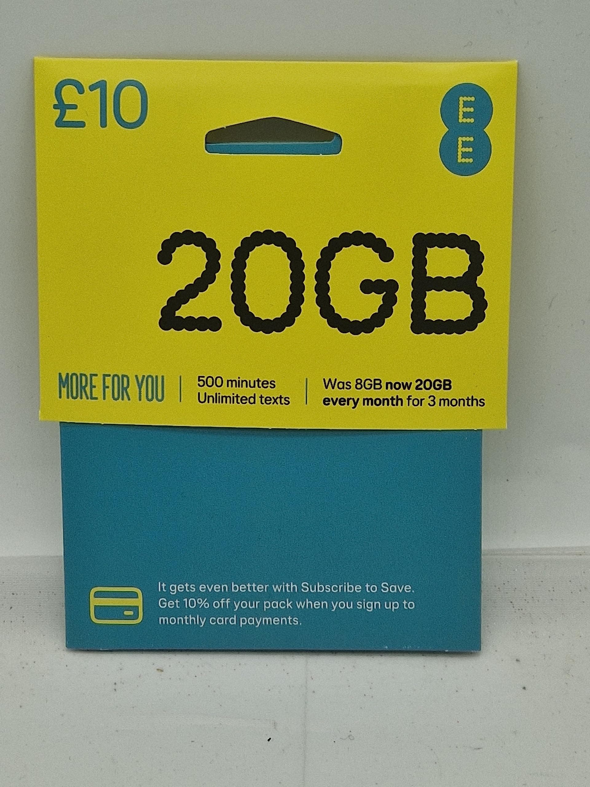 EE £10/30 Days for 100 Mins, Ultd Texts & 2GB Data. Pay as You go PAYG Multi Sim Trio simcard. Standard/Micro/Nano Size.