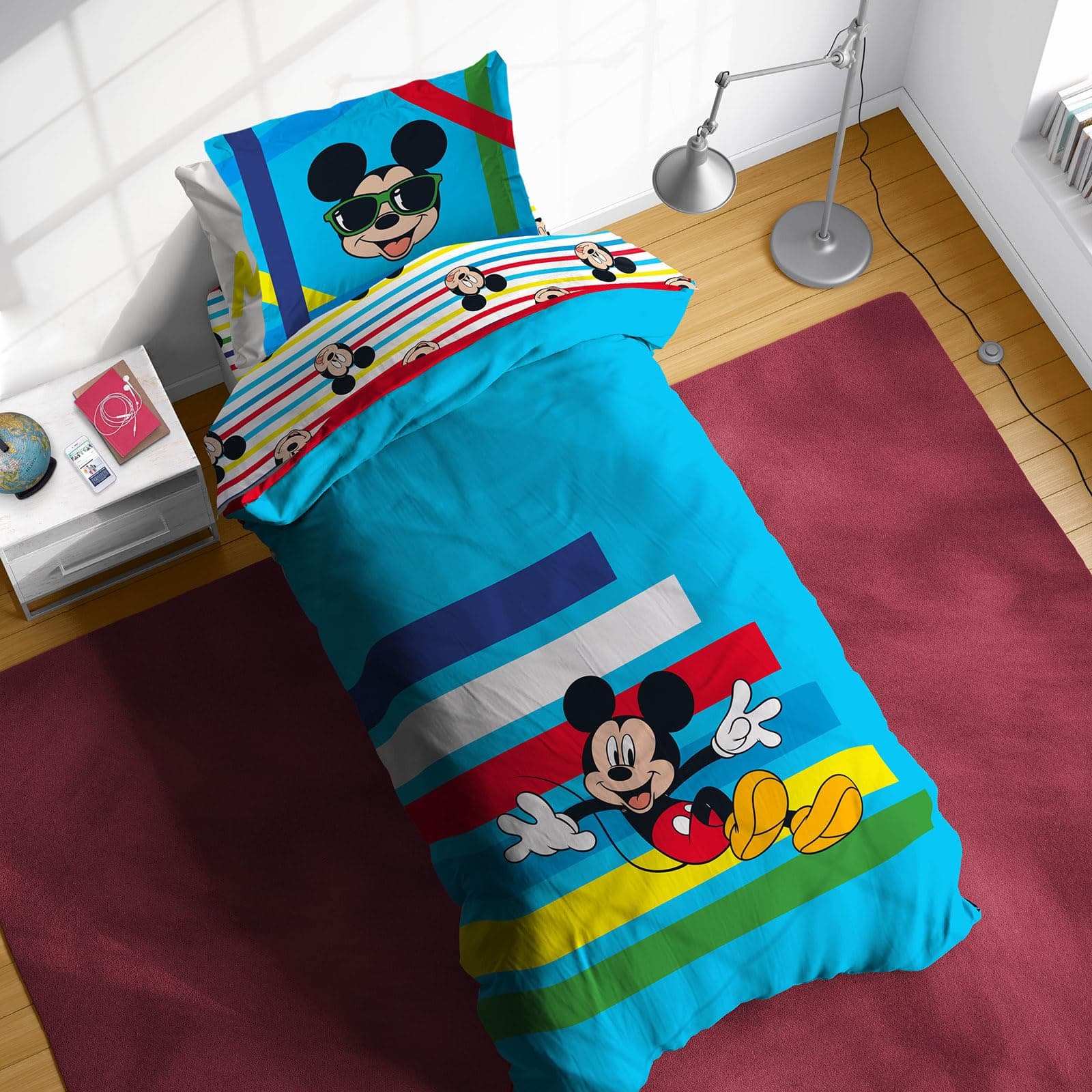 Disney Mickey Mouse Twin Comforter Set - 5 Piece Kids Bedding Includes Comforter, Sheets & Pillow Cover - Super Soft Microfiber Bed Set