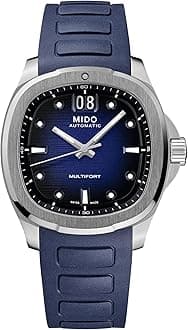 MIDO Multifort TV Big Date - Swiss Automatic Watch for Men - Stainless Steel, 40mm Case, Blue on Blue Rubber, Modern