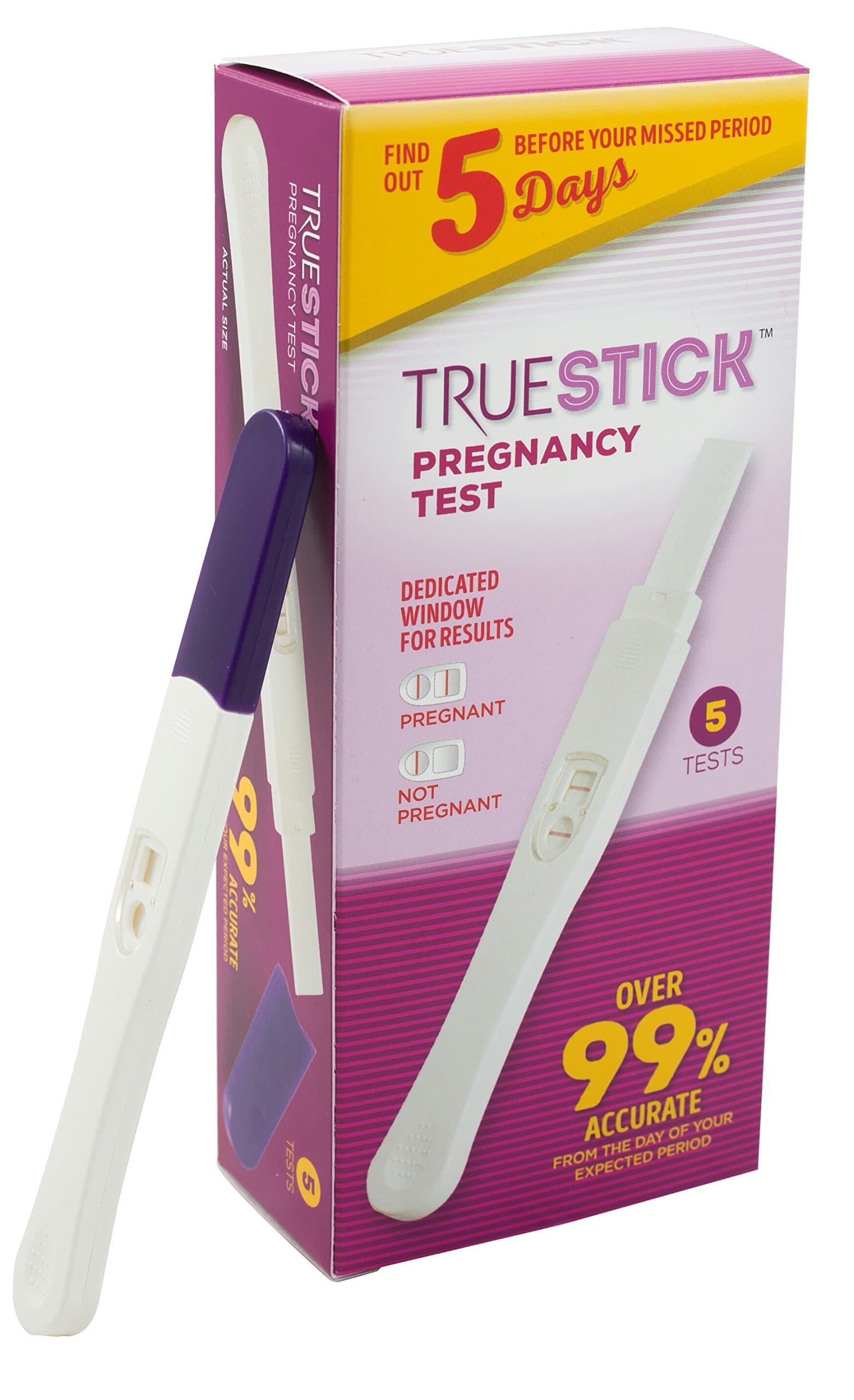 Pregnancy Test Quick Result Home Kit -5 Pack- Super Sensitive Early Detection HCG Midstream Sticks, by TrueStick