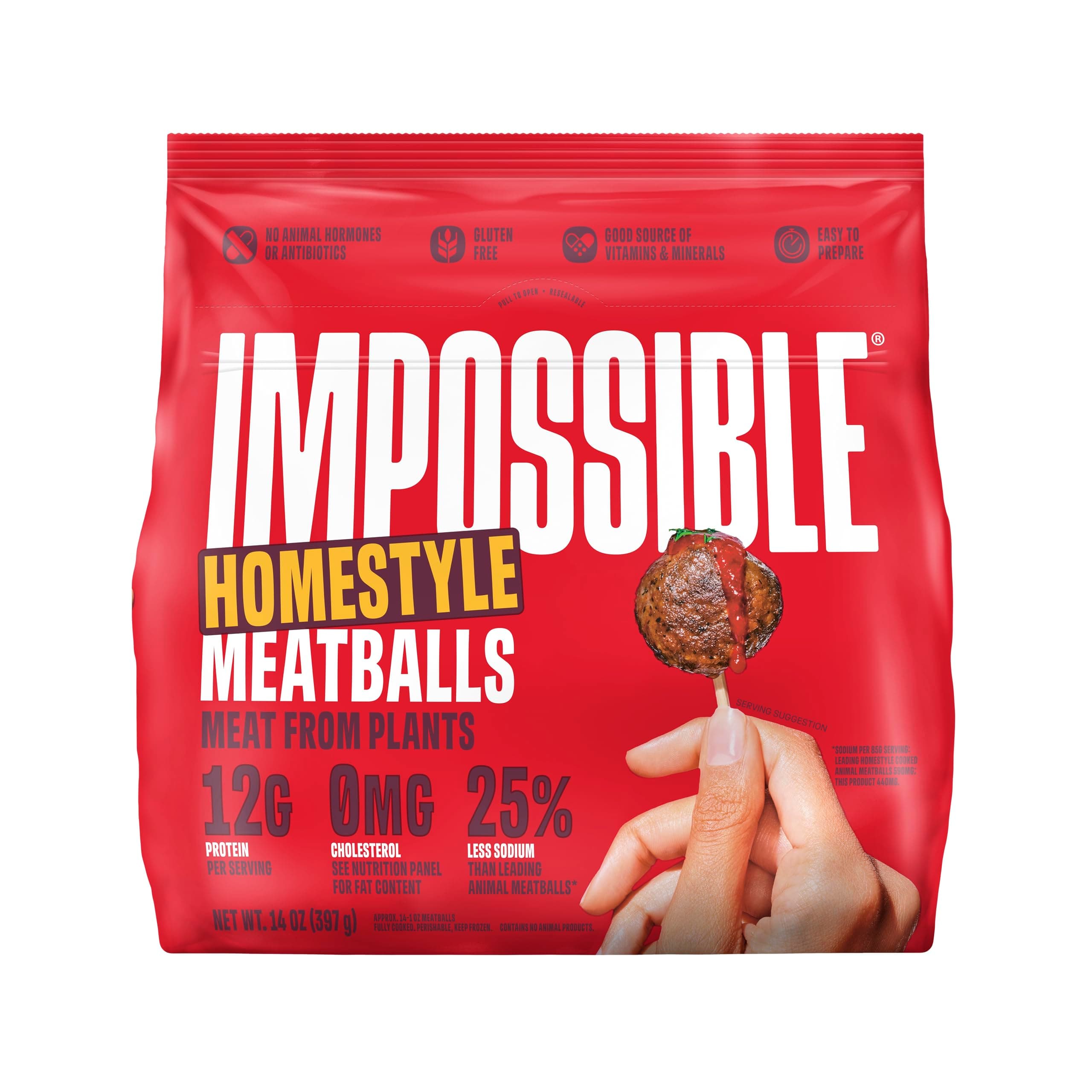 Impossible Homestyle Plant Based Meatballs, Fully Cooked, 14 Ounce