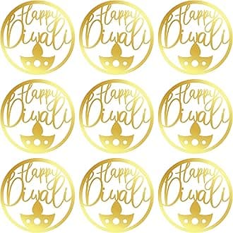 Happy Diwali Mirror Acrylic Gift Tags (Lotus Design) - Decoration for Diwali Gifts (Design No 11)
