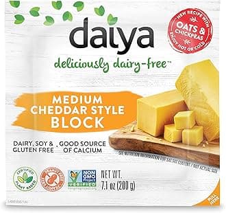 Dairy Free Medium Cheddar Style Vegan Cheese Block, 7.1 Ounce (Pack of 8)