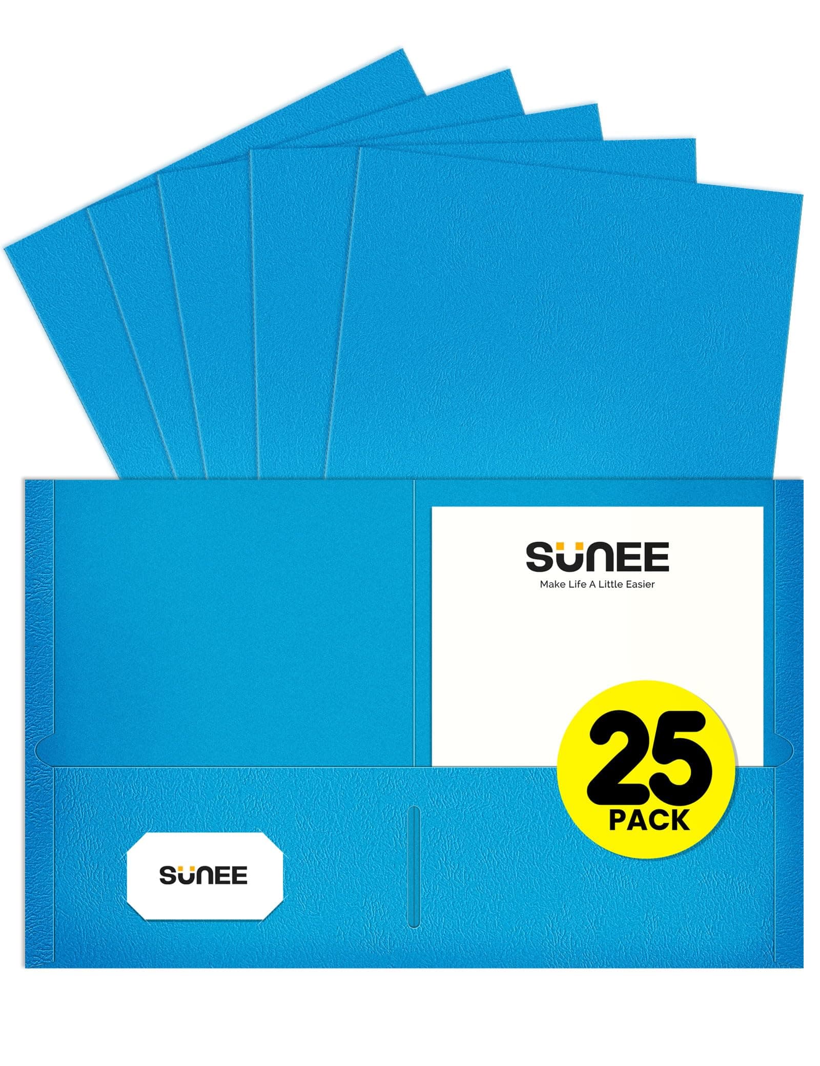 Folders with Pockets(25 Pack, Blue), 2 Pocket Folders Fit Letter Size Paper, Paper File Folder for School Office Home Business
