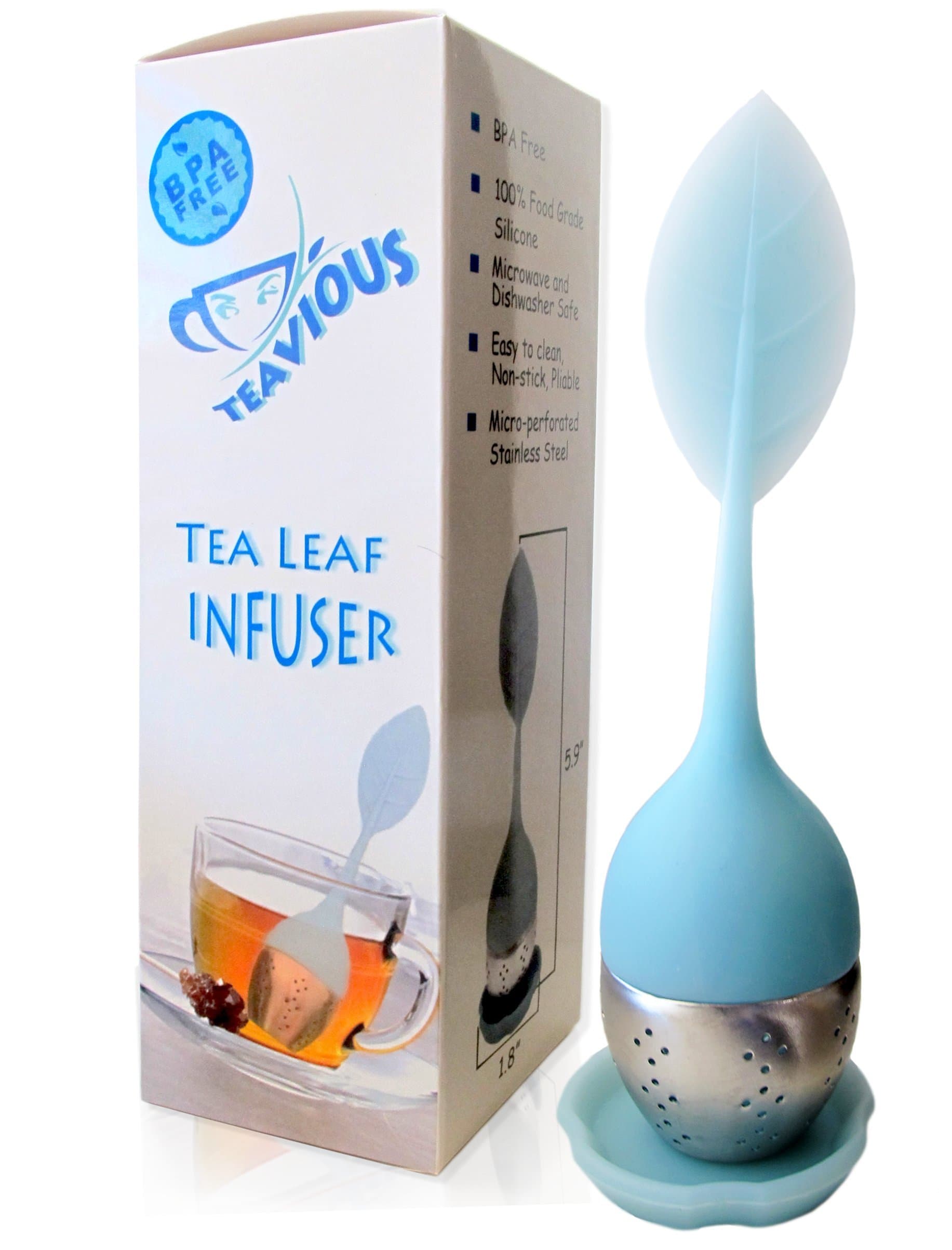 Teavious Tea Infuser - Stainless Steel Strainer - Loose Tea Steeper - Translucent Blue