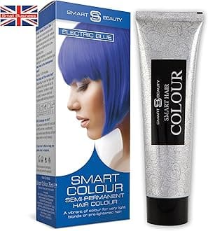 Smart Beauty (Electric Blue) - Electric Blue Semi-Permanent Hair Dye, Professional Salon Quality Bright Blue Hair Colour with Blended with Nourishing Conditioners, No Ammonia Vegan Hair Dye