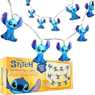 Stitch LED String Lights for Kids, Teens, Adults, 10 Battery Operated Indoor 59” Fairy Lights, Room Decor Lighting, Gifts for Kids (Blue Stitch)