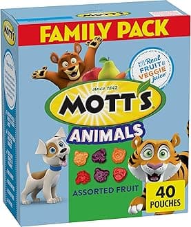 Mott's Animals Assorted Fruit Flavored Snacks, Valentine's Day, Gluten Free, Family Pack, 40 Ct, 32 oz