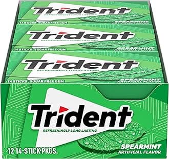 Spearmint Sugar Free Chewing Gum with Xylitol 14 Sticks pack of 12